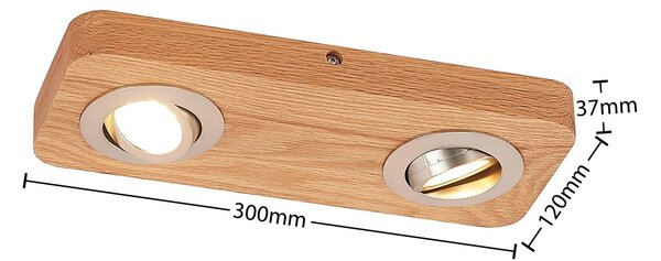 Lindby LED mennyezeti lámpa Mikari, 30 cm, fa, forgatható, Világos fa, Nappali / Étkező, Fa, Modern