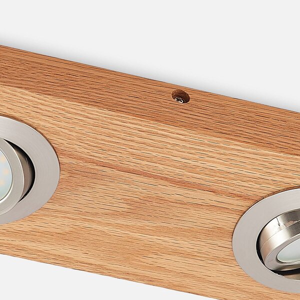 Lindby LED mennyezeti lámpa Mikari, 30 cm, fa, forgatható, Világos fa, Nappali / Étkező, Fa, Modern
