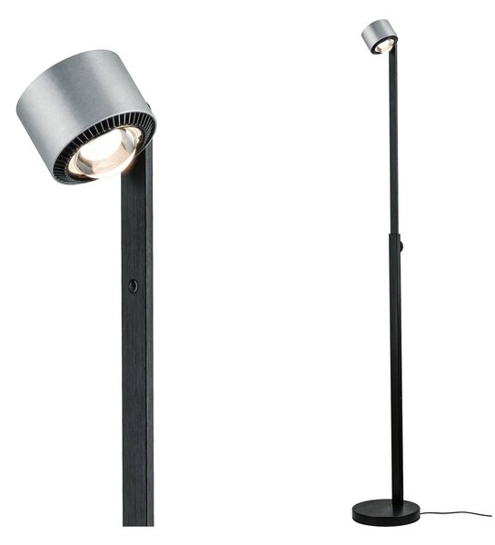 Paulmann LED állólámpa Aldan, fém, állítható, szabályozható, fényerőszabályzó, dimmelhető, Fekete, Nappali / Étkező, Alumínium, Modern