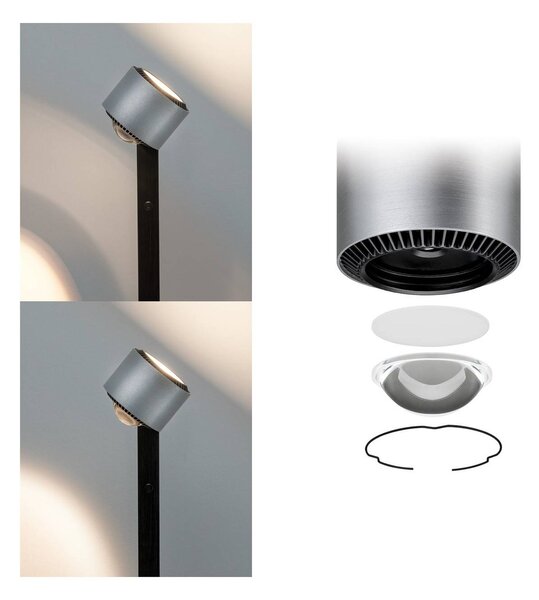 Paulmann LED állólámpa Aldan, fém, állítható, szabályozható, fényerőszabályzó, dimmelhető, Fekete, Nappali / Étkező, Alumínium, Modern