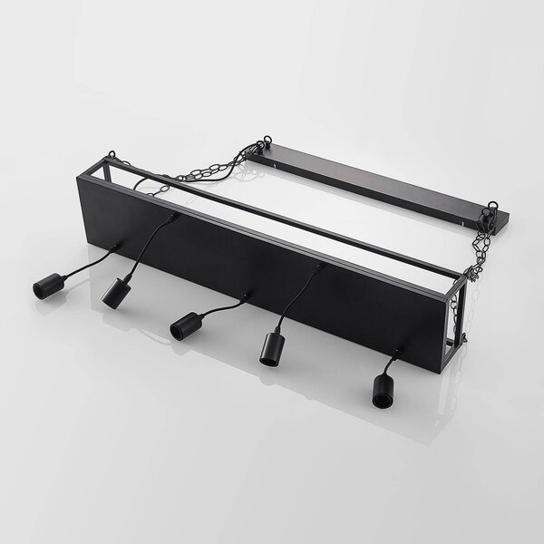 Lindby Kirista lógó lámpa, 5 izzós, fekete, 100 cm, E27, dimmelhető, Fekete, Nappali / Étkező, fém, Vintage