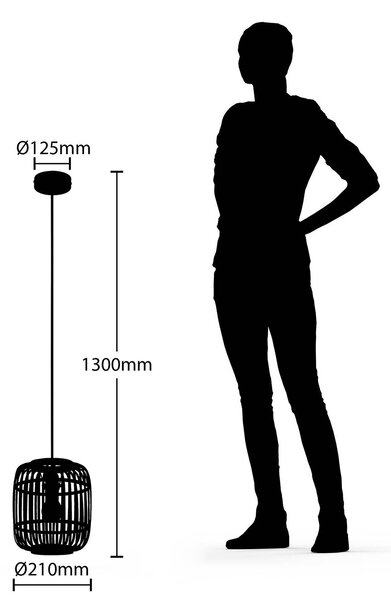 Lindby Canyana függőlámpa, natúr, rattan, Ø 22 cm, dimmelhető, Világos fa, Nappali / Étkező, Fa, Vidéki otthon / Rusztikus
