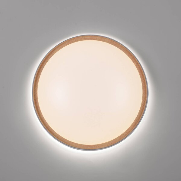 Q-Smart-Home Paul Neuhaus Q-EMILIA LED mennyezeti világítás, szürke/fa, dimmelhető, Alu / szürke / cink, Nappali / Étkező, fém