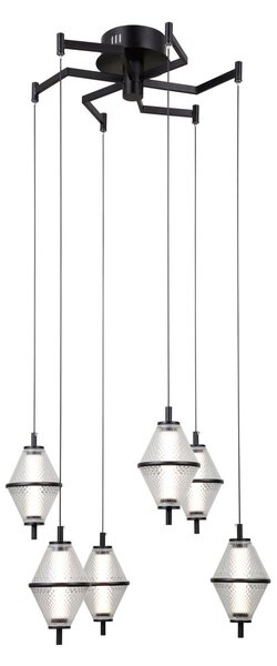Italux modern függeszték fuente króm matt fekete átlátszó itxpnd-34395-6-bk