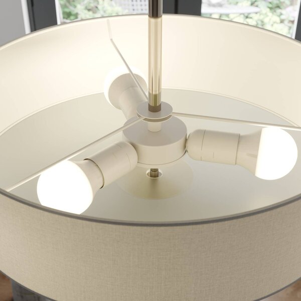 Lindby mennyezeti lámpa Josia, fehér, szövet, Ø 47 cm, E27, dimmelhető, Fehér / opál, Folyosó, Textil / szövet / selyem, Modern