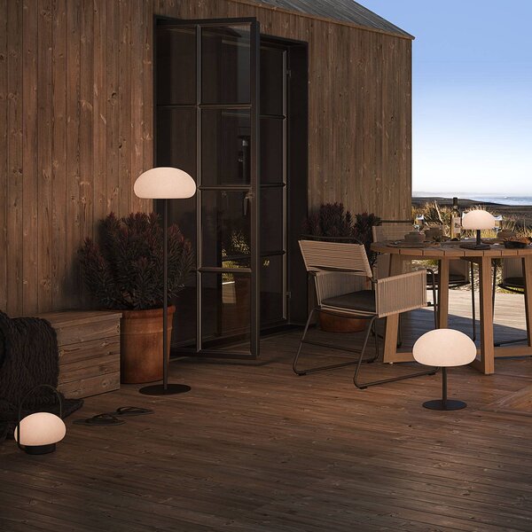 Nordlux Szivacs LED újratölthető teraszvilágítás, fekete/fehér, fém, IP65, dimmelhető, Fehér / opál, fém, Modern