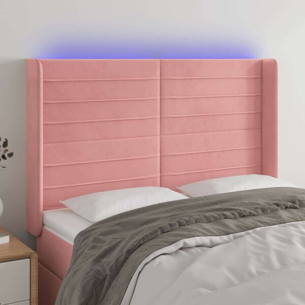 VidaXL rózsaszín bársony LED-es fejtámla 147x16x118/128 cm