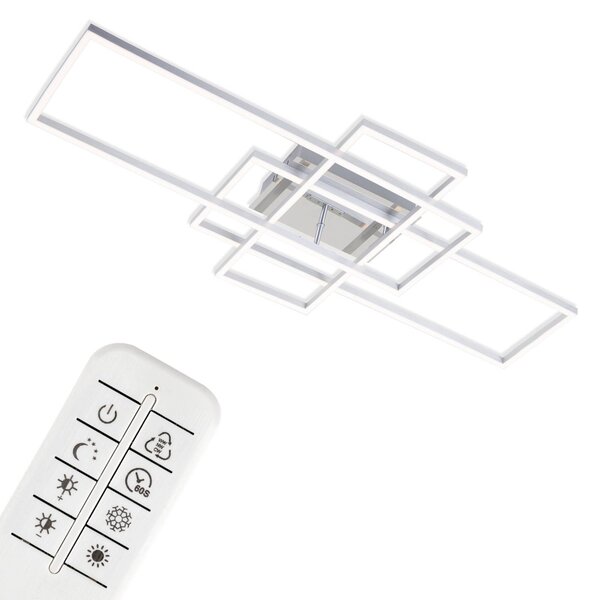 Briloner Frame mennyezeti lámpa téglalap 3-izzós CCT alu, dimmelhető, Alu / szürke / cink, Nappali / Étkező, fém, Modern