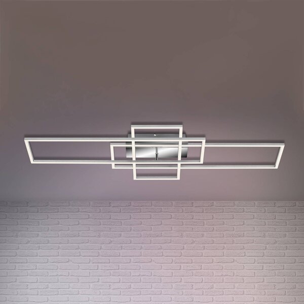 Briloner Frame mennyezeti lámpa téglalap 3-izzós CCT alu, dimmelhető, Alu / szürke / cink, Nappali / Étkező, fém, Modern