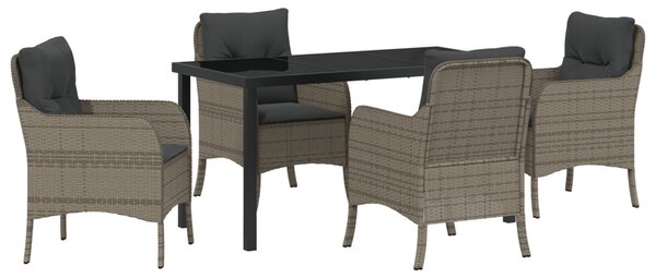 Kert étkező szett párnával 5 pcs Szürke polirattan