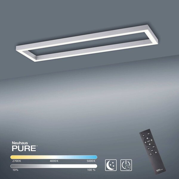 PURE LED mennyezeti lámpa Lines, 110 x 30 cm, antracit, távirányítóval, dimmelhető, Alu / szürke / cink, Nappali / Étkező, fém, Modern
