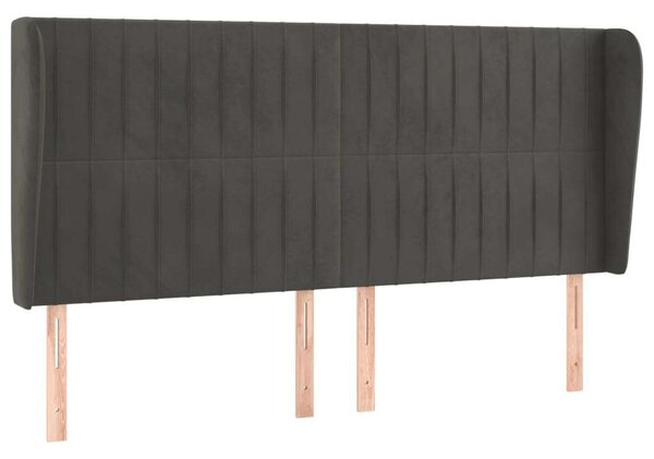 VidaXL Bársony Fejtámla Szárnyakkal - Sötétszürke - 163x23x118/128cm