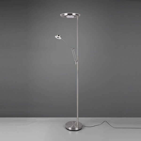 Trio Lighting Barrie LED mennyezeti lámpa olvasólámpával, matt nikkel, dimmelhető, Alu / szürke / cink, Nappali / Étkező, fém, Modern