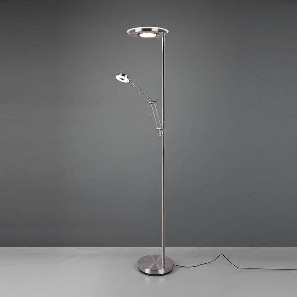 Trio Lighting Barrie LED mennyezeti lámpa olvasólámpával, matt nikkel, dimmelhető, Alu / szürke / cink, Nappali / Étkező, fém, Modern