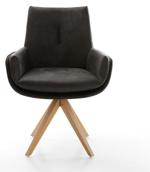 DELIFE Étkezőszék Clea-Flex mikroszálas antracit vintage fa láb szögletes természetes 180° forgatható