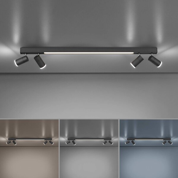 PURE LED mennyezeti lámpa Lines, 120 cm, antracit, távirányítóval, dimmelhető, Alu / szürke / cink, Nappali / Étkező, fém, Modern