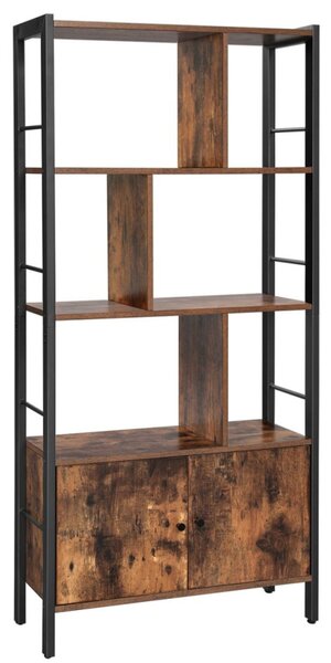 Könyvespolc elválasztókkal, tárolópolc, rusztikus barna 154x74x30cm