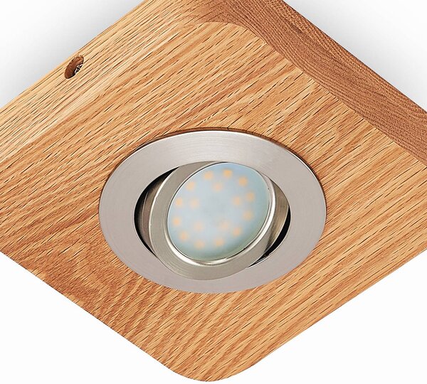 Lindby LED mennyezeti lámpa Mikari, 14 cm, fa, forgatható, Világos fa, Nappali / Étkező, Fa, Modern