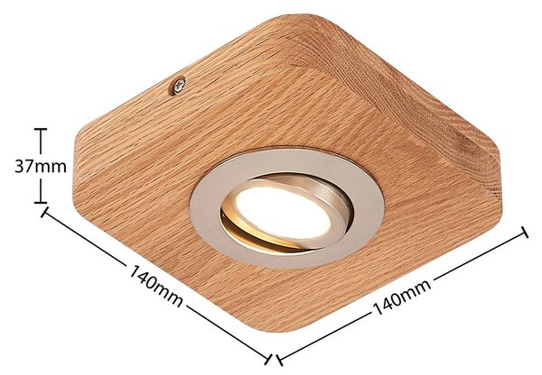 Lindby LED mennyezeti lámpa Mikari, 14 cm, fa, forgatható, Világos fa, Nappali / Étkező, Fa, Modern