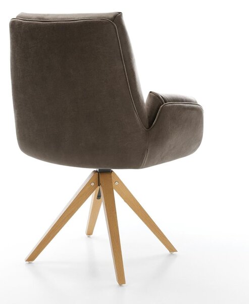 DELIFE Étkezőszék Clea-Flex mikroszálas taupe vintage fa láb szögletes természetes 180° forgatható