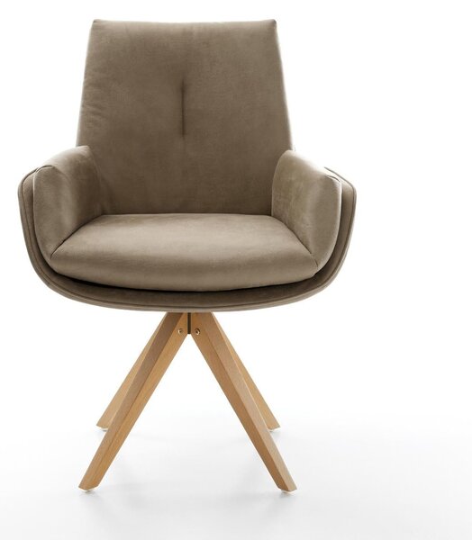 DELIFE Étkezőszék Clea-Flex mikroszálas bézs vintage fa láb szögletes természetes 180° forgatható
