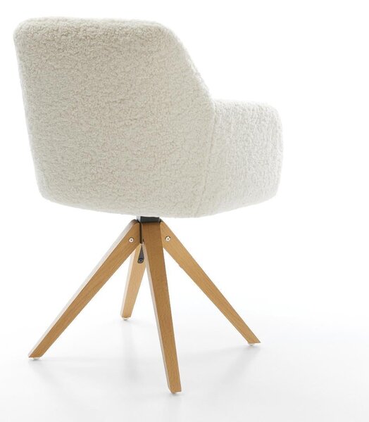 DELIFE Étkezőszék Greg-Flex teddy szövet bézs fa láb szögletes természetes 360° forgatható zsákrugó