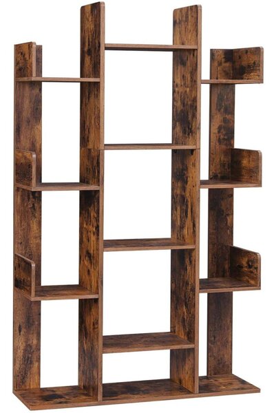 Könyvespolc, tárolópolc, rusztikus barna 86x25x140cm