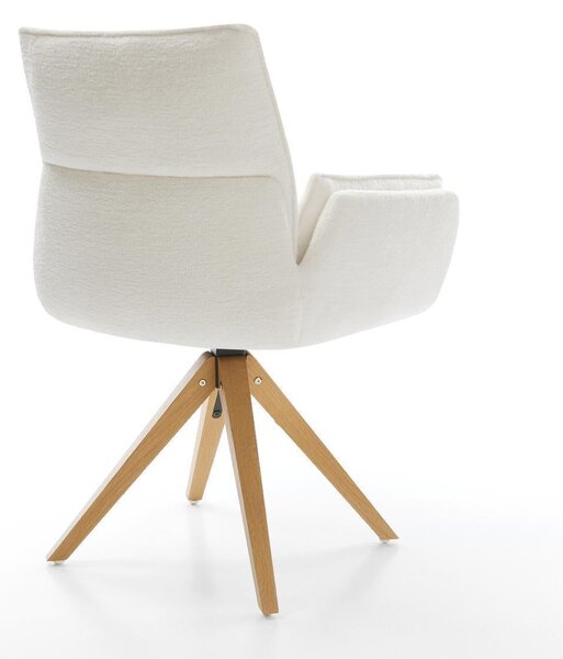 DELIFE Étkezőszék Nela-Flex bouclé puha bézs fa láb szögletes természetes 360° forgatható