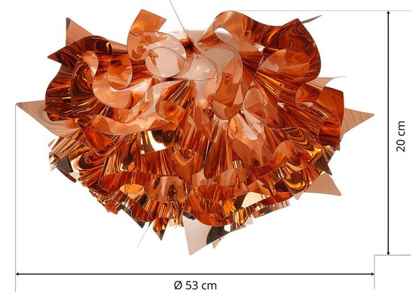 Slamp Veli design mennyezeti lámpa, Ø 53cm, réz, dimmelhető, Réz, Nappali / Étkező, Műanyag, Dizájn