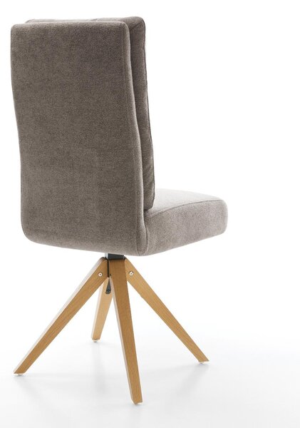 DELIFE Étkezőszék Pela-Flex strukturált szövet puha taupe fa láb szögletes természetes 360° forgatható zsákrugó