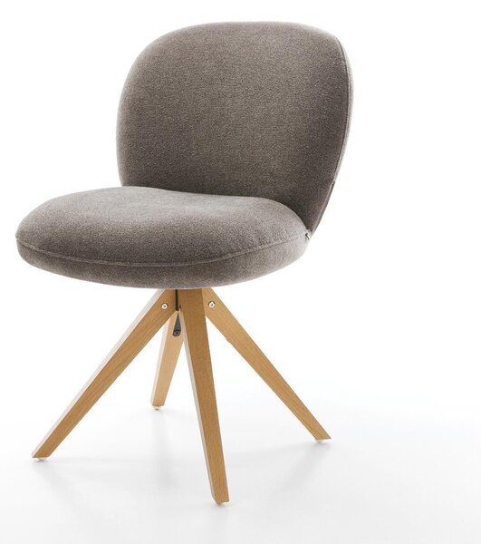 DELIFE Étkezőszék Nube-Flex strukturált szövet puha taupe fa láb szögletes természetes 360° forgatható zsákrugó