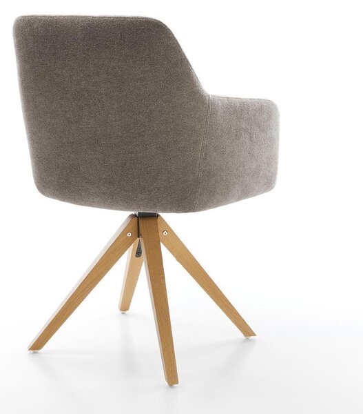 DELIFE Étkezőszék Greg-Flex strukturált szövet puha taupe fa láb szögletes természetes 360° forgatható zsákrugós