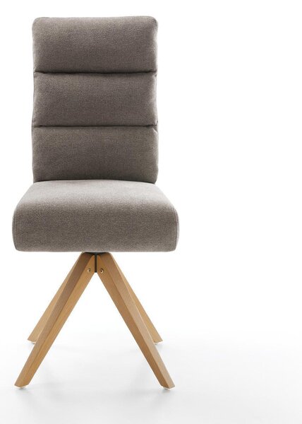DELIFE Étkezőszék Pela-Flex strukturált szövet puha taupe fa láb szögletes természetes 360° forgatható zsákrugó