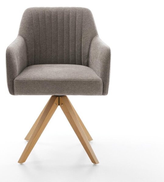 DELIFE Étkezőszék Greg-Flex strukturált szövet puha taupe fa láb szögletes természetes 360° forgatható zsákrugós