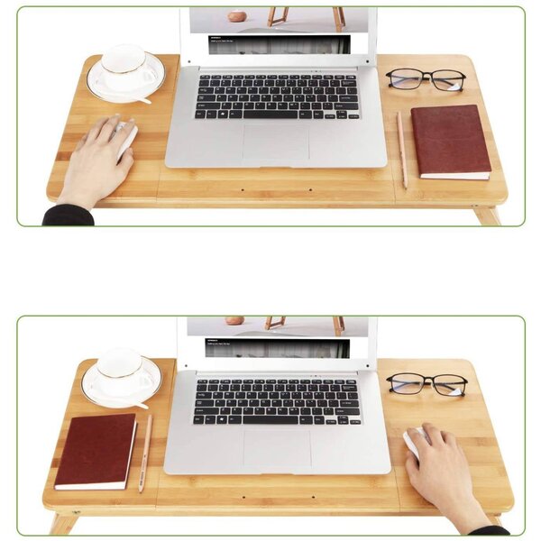 Bambusz laptop asztal állítható magasság 71x35cm