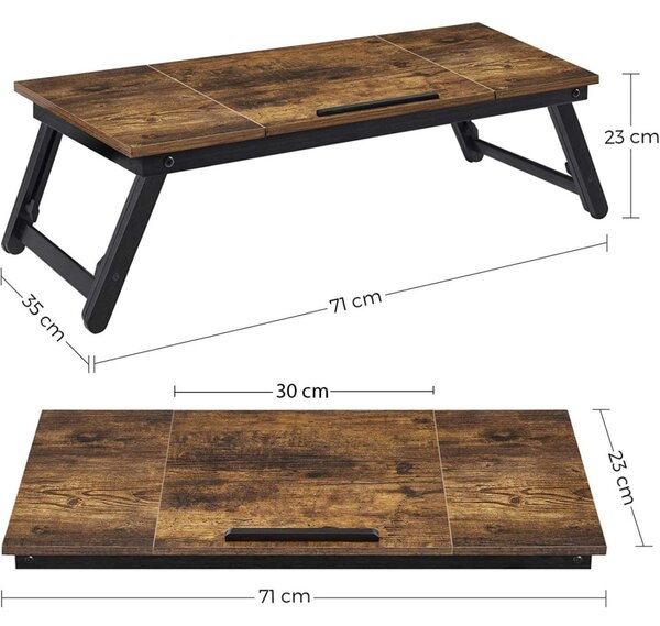 Laptop asztal, rusztikus barna 71x35cm
