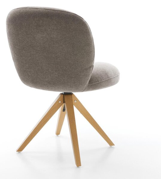 DELIFE Étkezőszék Nube-Flex strukturált szövet puha taupe fa láb szögletes természetes 360° forgatható zsákrugó
