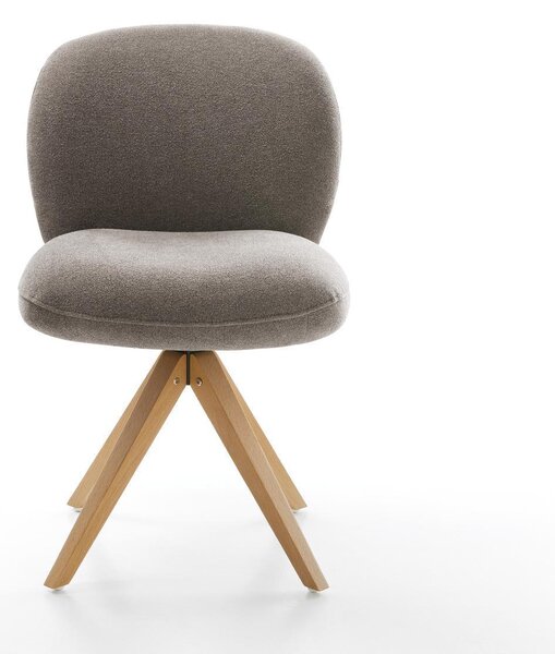 DELIFE Étkezőszék Nube-Flex strukturált szövet puha taupe fa láb szögletes természetes 360° forgatható zsákrugó