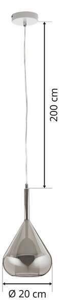 Fabas Luce Függőlámpa lila, füstszürke, 1-lámpás, üveg, dimmelhető, Alu / szürke / cink, Nappali / Étkező, Üveg, Modern