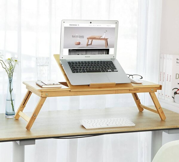 Bambusz laptop asztal állítható magasság 71x35cm