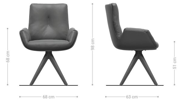 DELIFE Étkezőszék Clea-Flex valódi bőr fekete fa láb szögletes természetes 360° forgatható