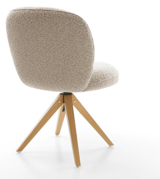DELIFE Étkezőszék Nube-Flex bouclé sötét bézs fa láb szögletes természetes 360° forgatható zsákrugó