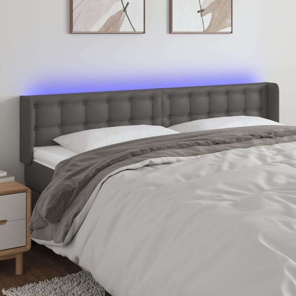 VidaXL szürke műbőr LED-es fejtámla 183x16x78/88 cm