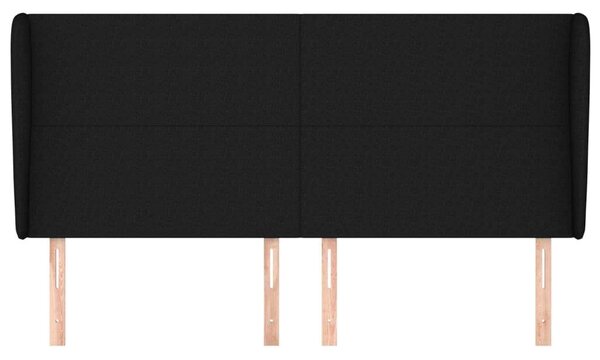 VIDAXL Fekete Szövet Fejtámla Szárnyakkal - 203x23x118/128 cm