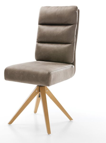 DELIFE Étkezőszék Pela-Flex mikroszálas taupe vintage fa láb szögletes természetes zsákrugós