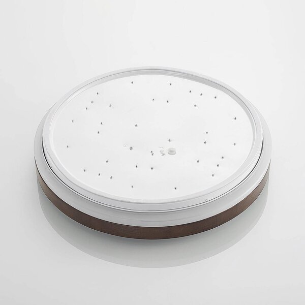 Lindby Hudsona LED mennyezeti világítás, Ø 49 cm, fa, barna, dimmelhető, Sötét fa, Nappali / Étkező, Fa, Modern