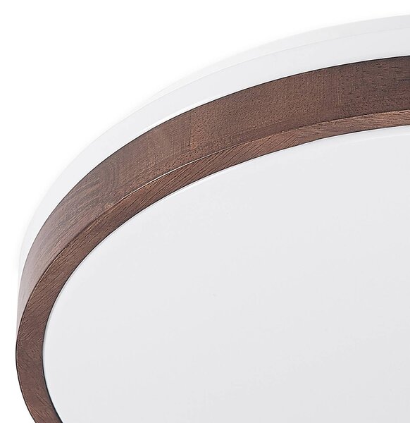 Lindby Hudsona LED mennyezeti világítás, Ø 49 cm, fa, barna, dimmelhető, Sötét fa, Nappali / Étkező, Fa, Modern