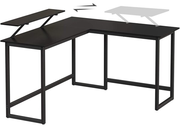 Sarok íróasztal monitor állvánnyal, fekete 140x130x92cm