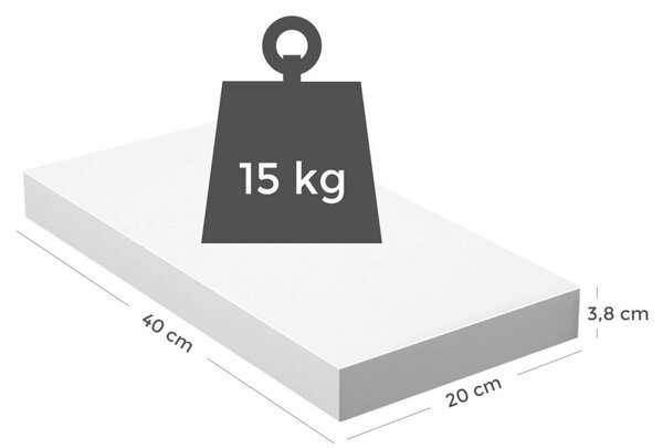 Lebegő fali polc, fehér 40x20x3cm