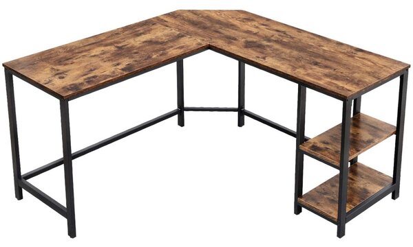 Sarok íróasztal polcokkal, rusztikus barna 138x138x76cm